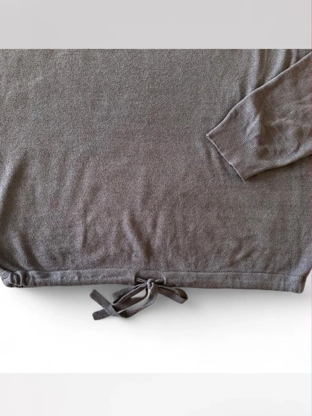 Barefoot Dreams CozyChic Ultra Lite Gray Pullover Tie Hem Top L - Picture 5 of 8